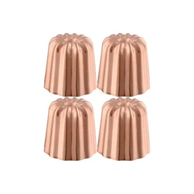 Mauviel M'passion Copper 4-piece Copper Tinned Canele Mold Set, 1.8-in
