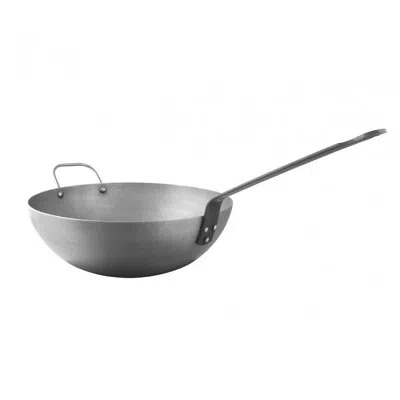 Mauviel M'steel Black Carbon Steel Wok With Iron Handle, 11.8-in In Stainless Steel