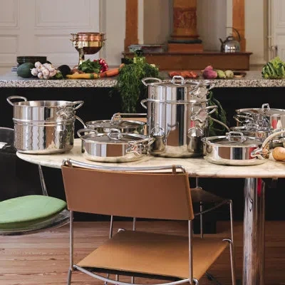 Mauviel M'urban 4 Tri-ply 14-piece Cookware Set With Cast Stainless Steel Handles In Silver