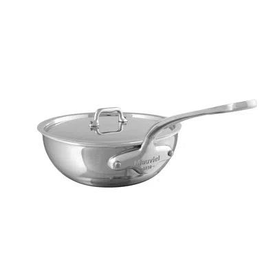 Mauviel M'urban 4 Tri-ply Curved Splayed Saute Pan With Lid, Cast Stainless Steel Handle In Silver