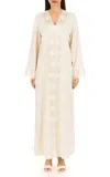 Mauzan Thread Embroidered Abaya In White