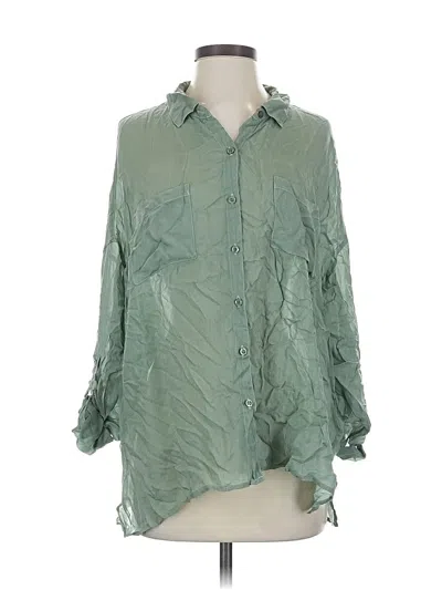 Pre-owned Maven West 3/4 Sleeve Blouse In Green