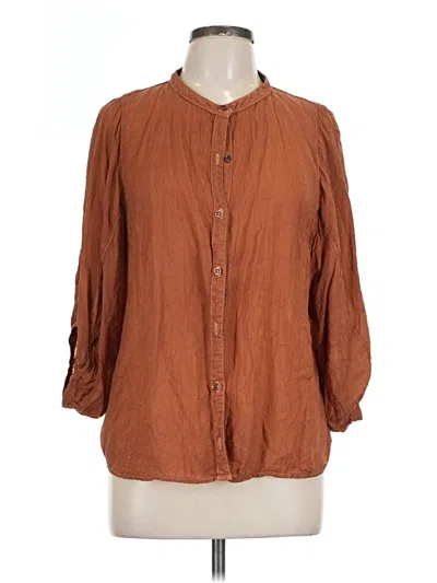 Pre-owned Maven West 3/4 Sleeve Button Down Shirt In Brown