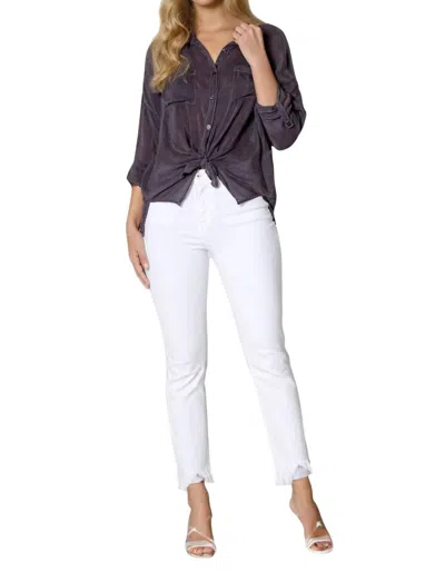 Maven West Cupro Cargo Pocket Top In Charcoal In Pink