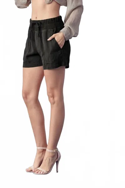 Maven West Drawstring Cargo Pocket Shorts In Charcoal In Black