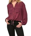 Maven West Drawstring Cargo Shirt In Port In Red
