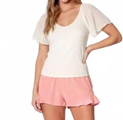 Maven West Flutter Sleeve Scoop Back Knit Top In Ivory In Neutral