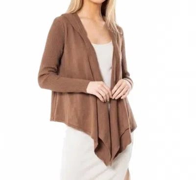Maven West Hoodie Cardigan In Mocha In Brown