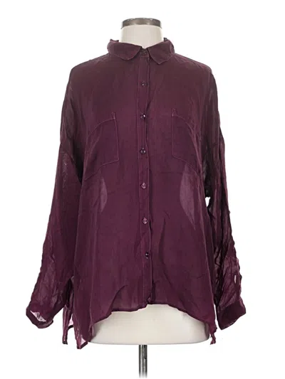 Pre-owned Maven West Long Sleeve Blouse In Burgundy