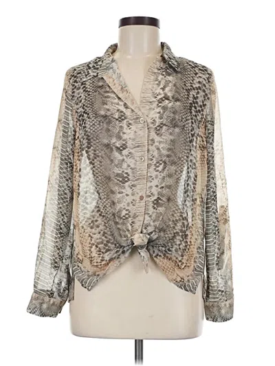 Pre-owned Maven West Long Sleeve Blouse In Silver