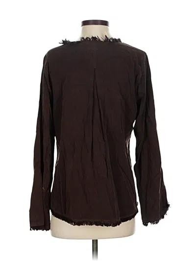 Pre-owned Maven West Long Sleeve Henley Shirt In Brown