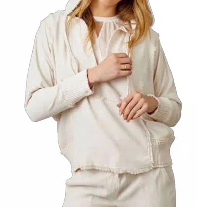 Maven West Mixed Media Pull Over Hoodie In Vintage White