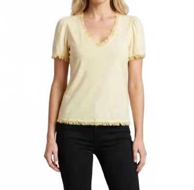 Maven West Mixed Media Short Sleeve Top In Lemon In Neutral