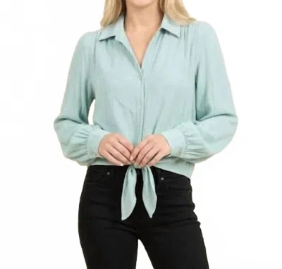 Maven West Tie-front Button-down Blouse In Aqua In Blue