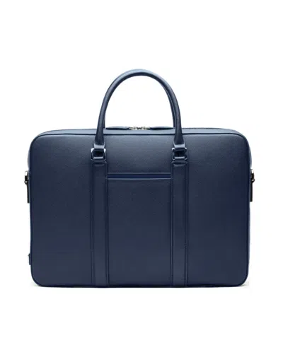 Maverick & Co. Men's Manhattan Monochrome Leather Briefcase In Navy