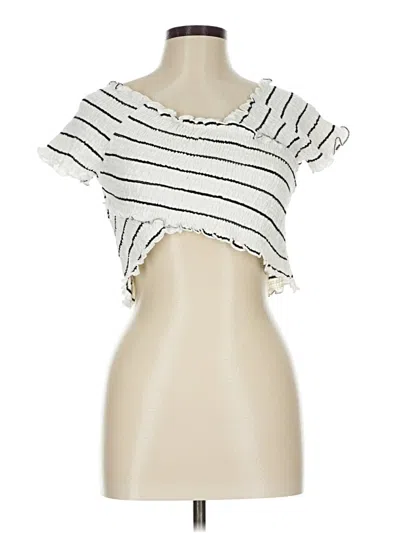 Maverick Short Sleeve Top Ivory Ruffles Neckline Tops In White