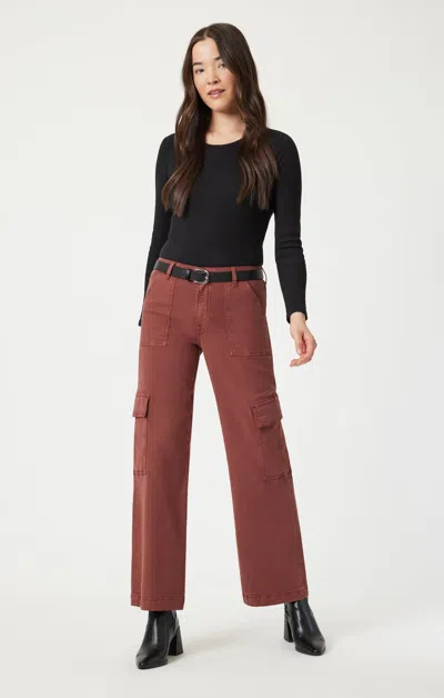 Mavi Alva Straight Leg Cargo In Cherry Luxe Twill In Red