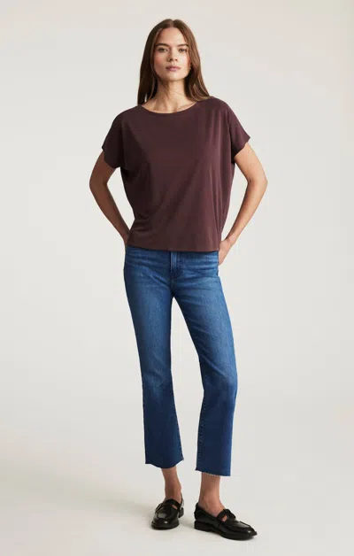 Mavi Anika Cropped Flare In Dark Brushed Flex Blue