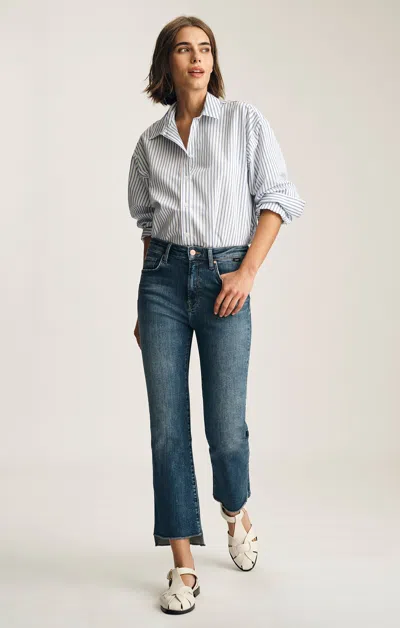 Mavi Anika Cropped Flare In Dark Brushed Flex Blue