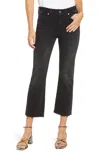 Mavi Anika High Waist Fray Hem Crop Flare Jeans In Smoke La Vintage In Black