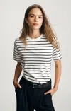 Mavi Basic Crew Neck T-shirt In Black White Stripe In Black