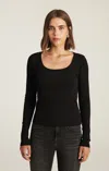 Mavi Basic Square Neck T-shirt In Black In Black