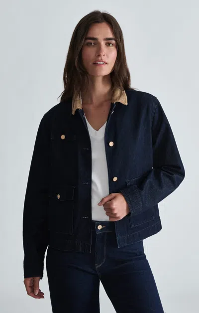 Mavi Betsey Denim Jacket In Rinse Gold Premium In Dark Blue