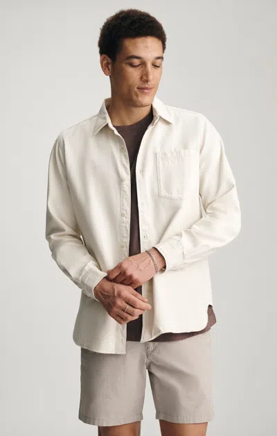 Mavi Bill Denim Shirt In Ecru Linen Denim In Sand