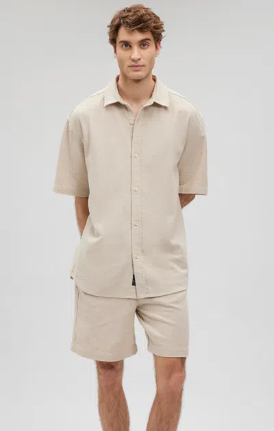 Mavi Boxy Button-up Shirt In Oyster Gray In Creme