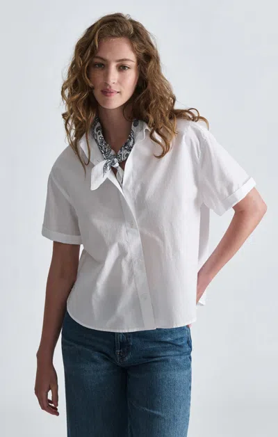 Mavi Boxy Short Sleeve Button-up Shirt In White