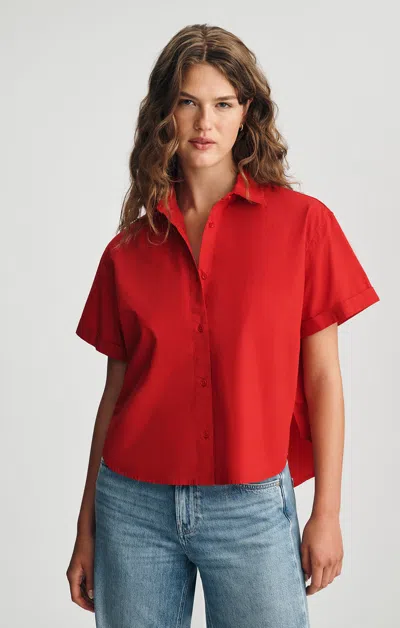 Mavi Boxy Short Sleeve Shirt In Equestrian Red