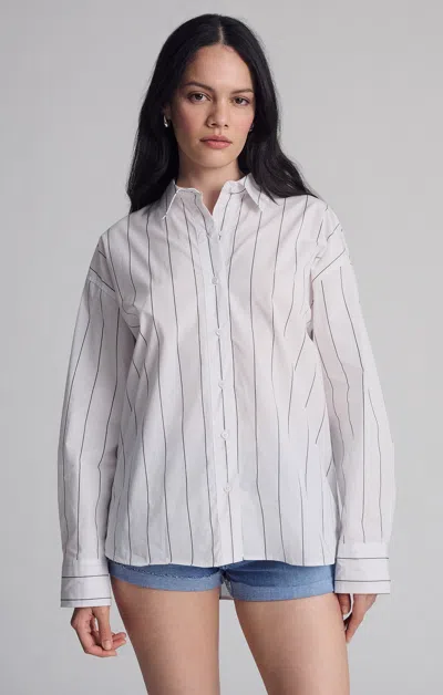 Mavi Breezy Button-up Shirt In Black Striped