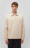 Mavi Button Polo Sweatshirt In Almond Milk In Beige