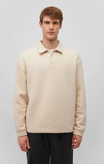 Mavi Button Polo Sweatshirt In Almond Milk In Beige