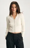 Mavi Button-up Cardigan In Coconut Milk In White