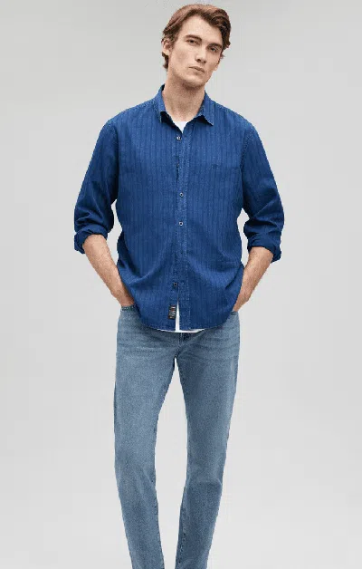 Mavi Button Up-long Sleeve Shirt In Indigo In Dark Blue