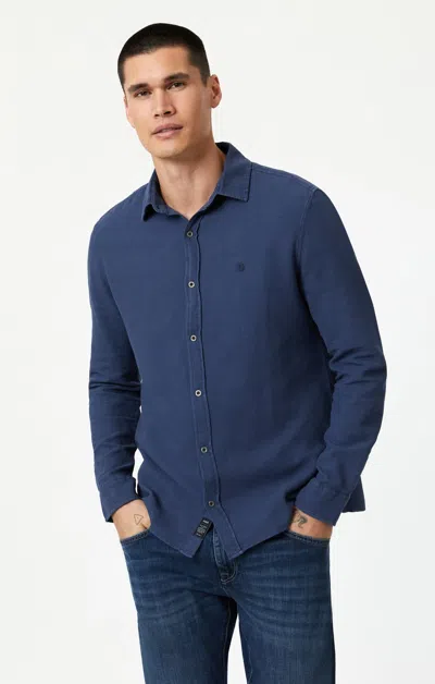 Mavi Button Up-long Sleeve Shirt In Spellbound In Dark Blue