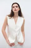 Mavi Button Vest In Antique White