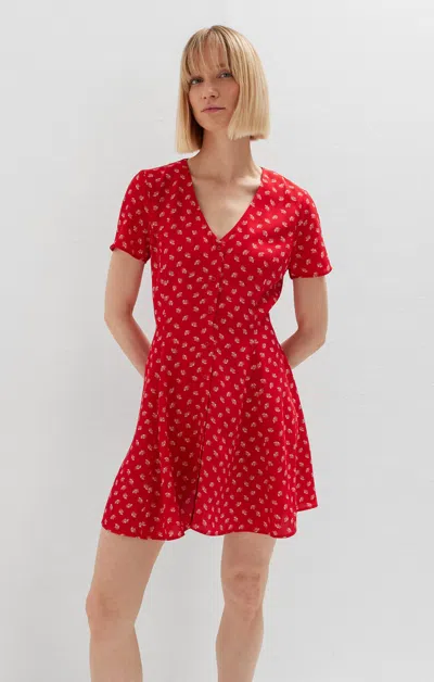 Mavi Button-front Mini Dress In Urban Red Petal Print