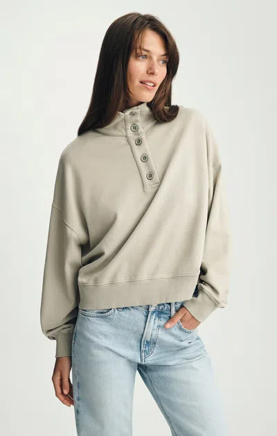 Mavi Button-up Funnel Neck Sweatshirt In Seagrass In Green