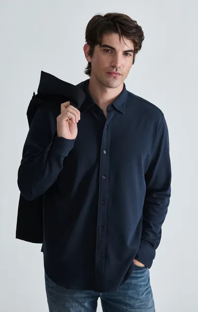 Mavi Button-up Waffle Knit Shirt In Total Eclipse In Dark Blue