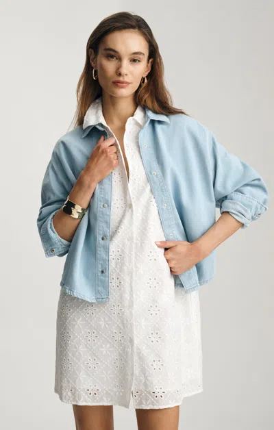 Mavi Carlia Denim Shirt In Bleached Linen Denim In Blue