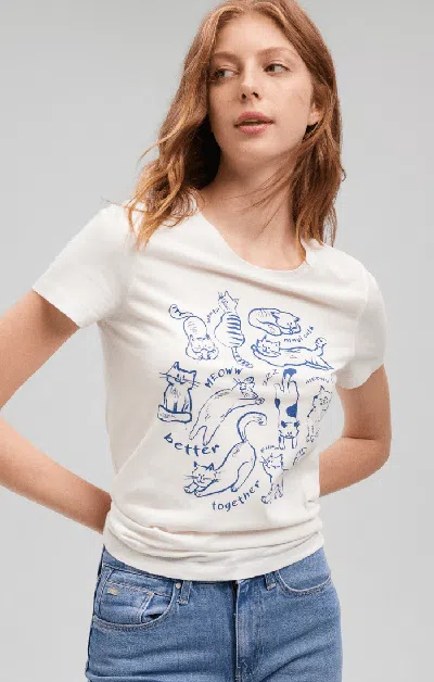 Mavi Cats T-shirt In Antique White