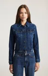 Mavi Cecilia Denim Jacket In Dark Brushed Flex Blue In Blue