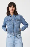 Mavi Cecilia Denim Jacket In Light Brushed Flex Blue In Light Blue