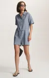 Mavi Cinched Waist Romper In Light Chambry