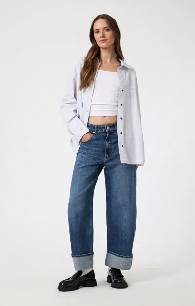 Mavi Citana Cuffed Wide Leg In Mid Brushed Classic Blue In Medium Blue