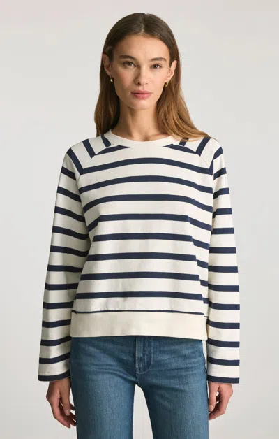 Mavi Crew Neck Sweatshirt In Black Iris Stripe In White