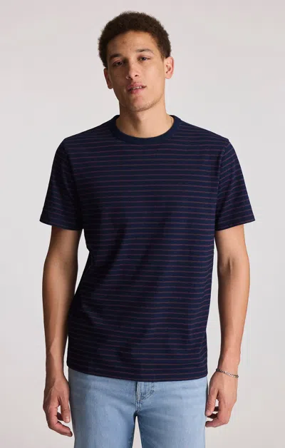 Mavi Crew Neck T-shirt In Indigo Stripe In Blue