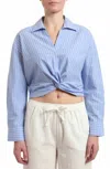 Mavi Crop Stripe Woven Top In Blue